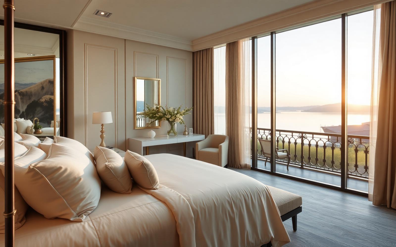 Master bedroom with lake balcony