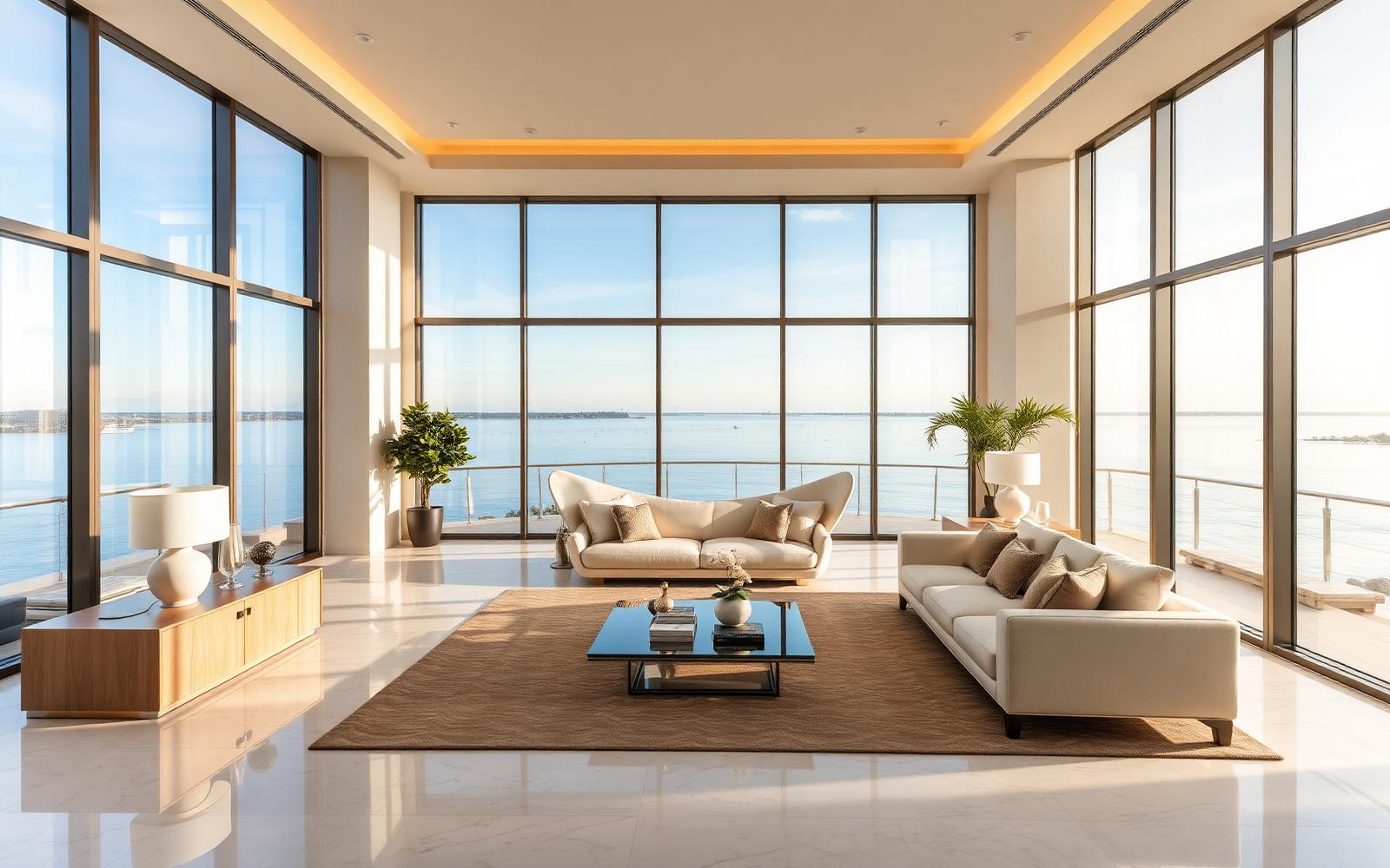 Lake-view living room