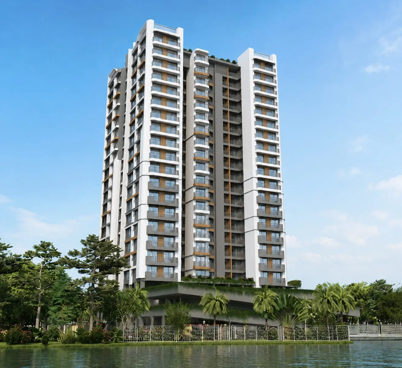 Luxury waterfront tower exterior